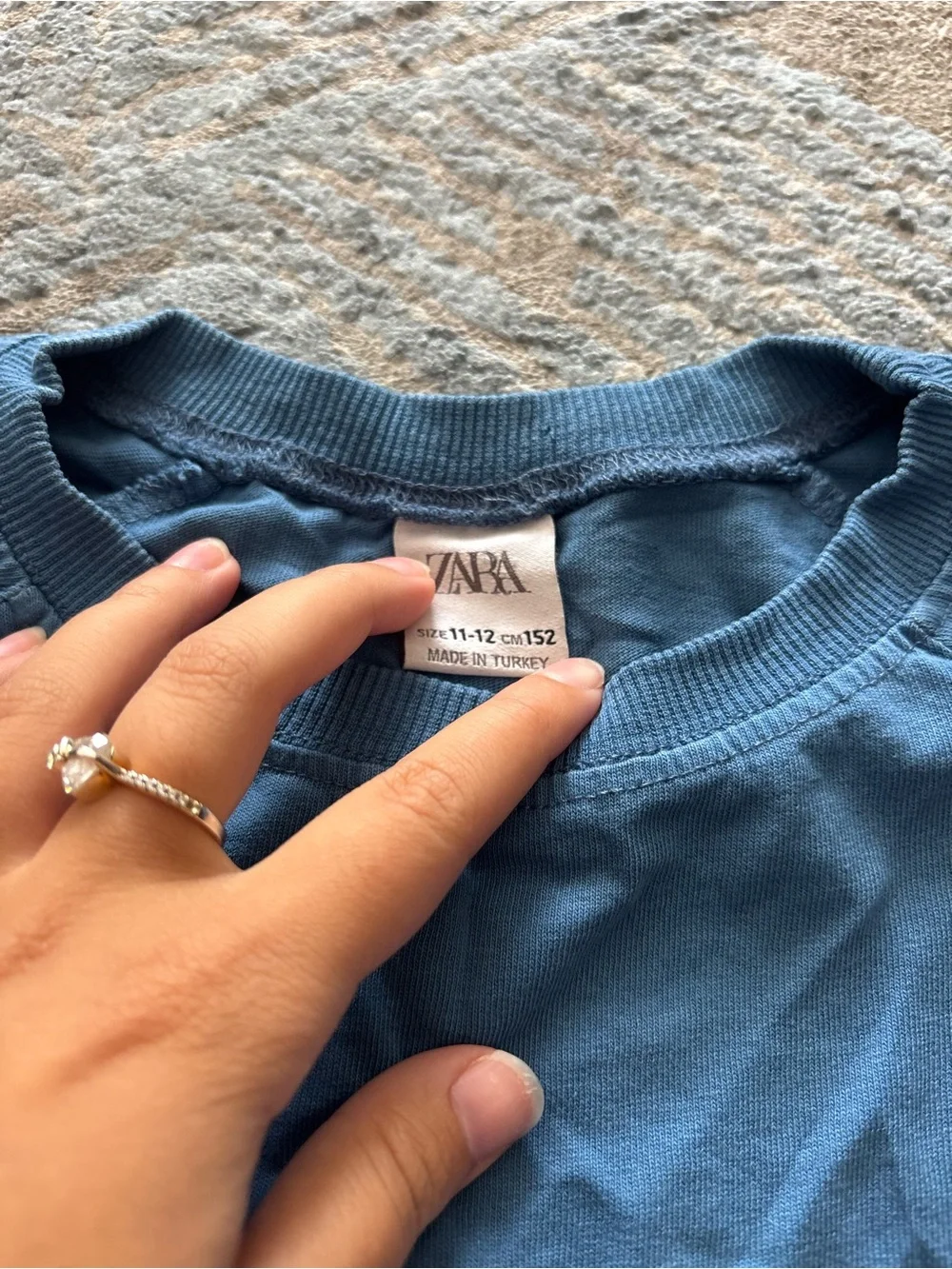 Zara Blue Graphic Tee with White Text